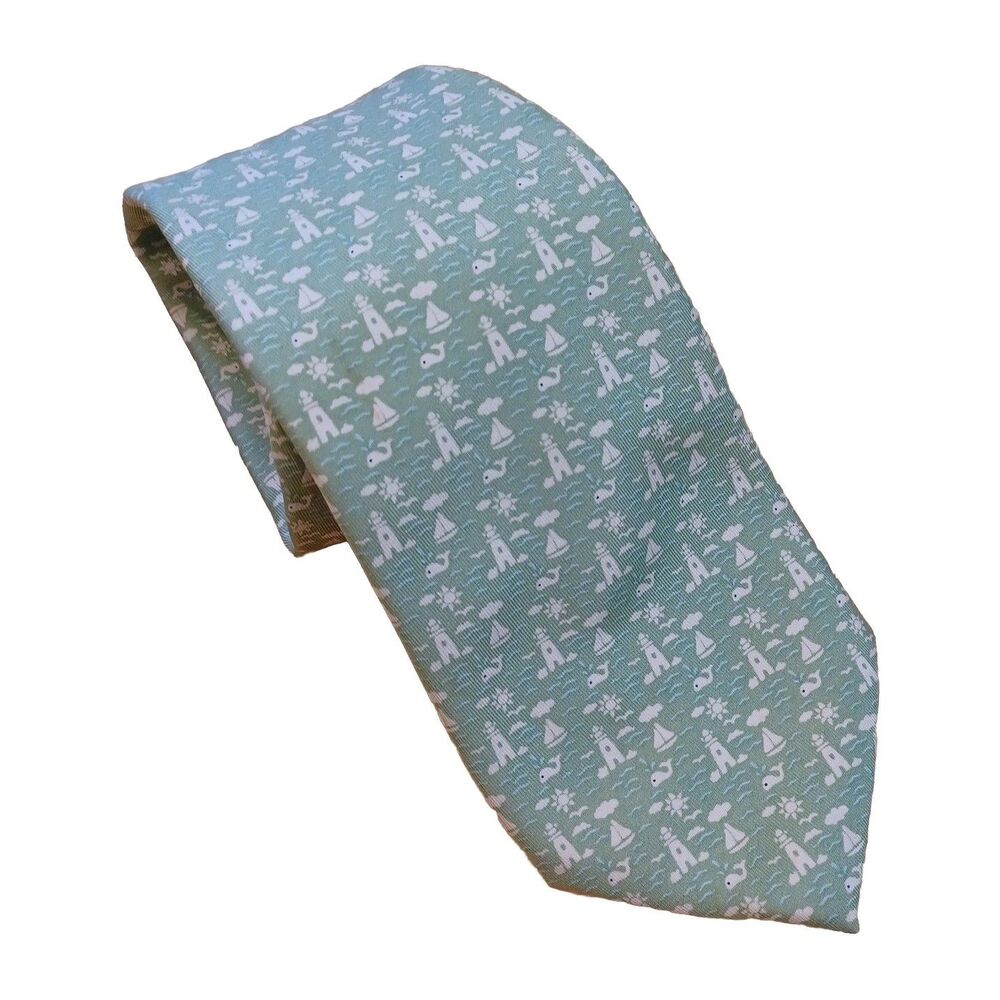 Vineyard Vines Silk Neck Tie 59"x4" Lighthouse Nantucket Whale Sailboat Preppy